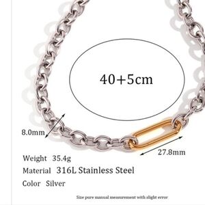 Stainless Steel Chain Necklace with Gold Accent